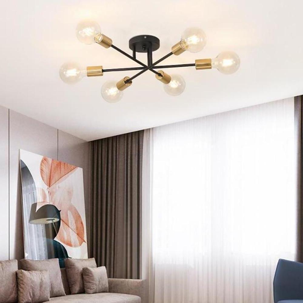 Geometric Sputnik Semi Flush Mount Ceiling Light with 6 LED Bulbs