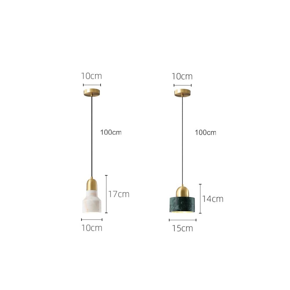 Modern Marble Drum Pendant Light Metal Ceiling Fixture