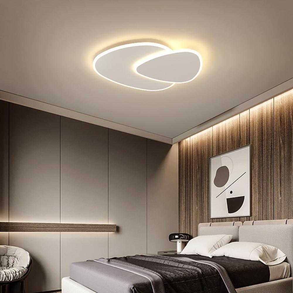 Geometric LED Flush Mount Ceiling Light - Modern White Acrylic