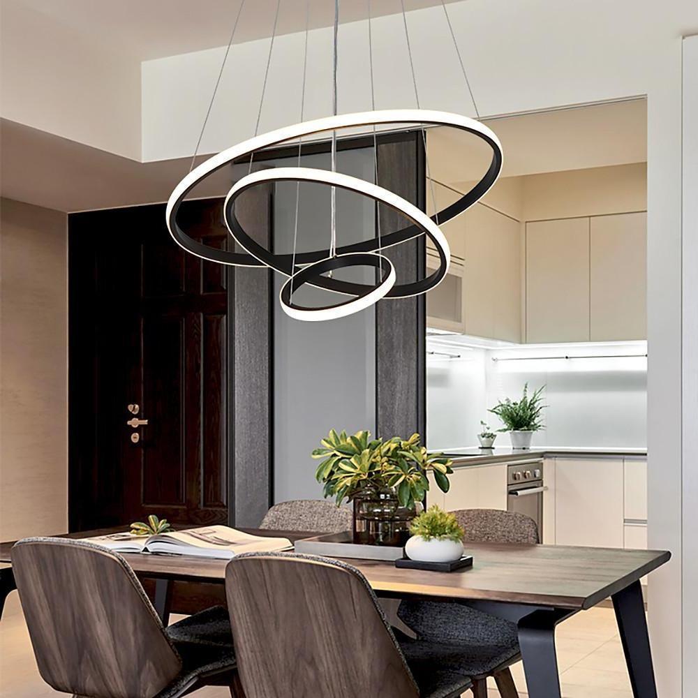 Modern Multi-Ring LED Pendant Light - Aluminum & Acrylic Chandelier
