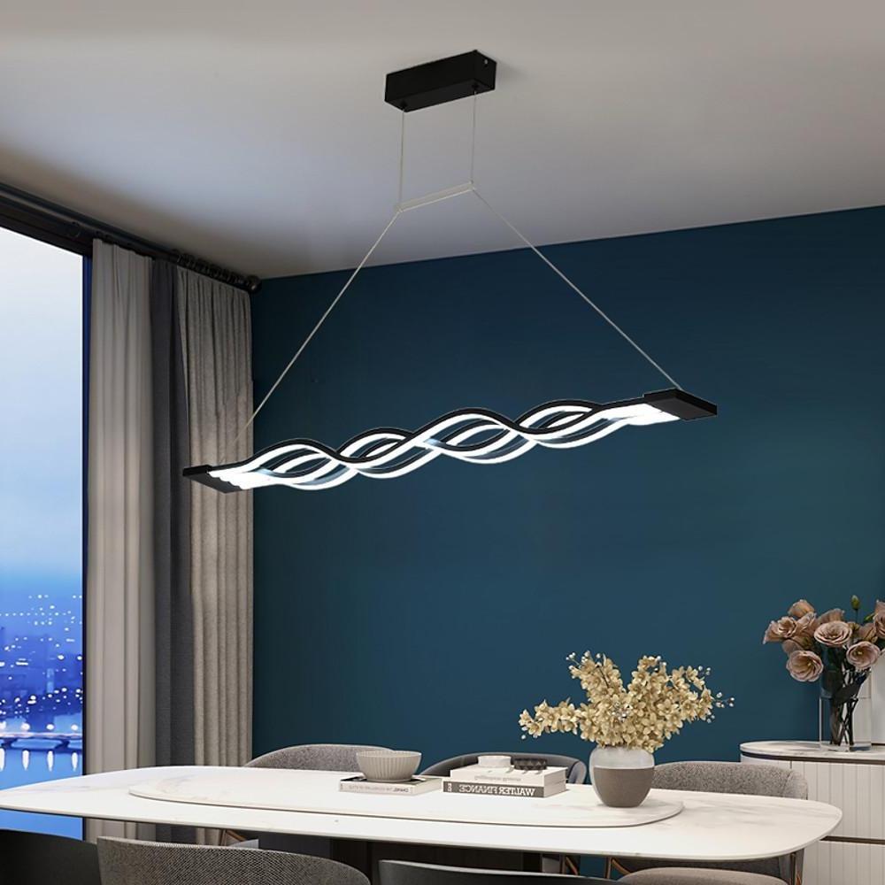 Modern Wave LED Pendant Light 39'' Aluminum Dining Chandelier