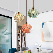 Floral Crystal Pendant Light Brass Copper Globe Chandelier