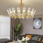 Modern Gold Metal Glass Chandelier – 8 to 16 Light Options