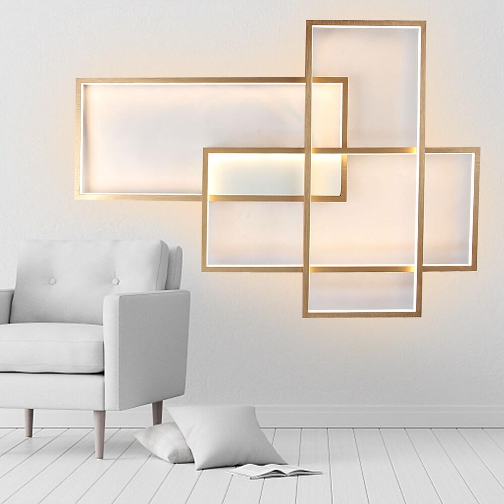Geometric Overlapping Rectangle Aluminum LED Flush Mount Ceiling Light