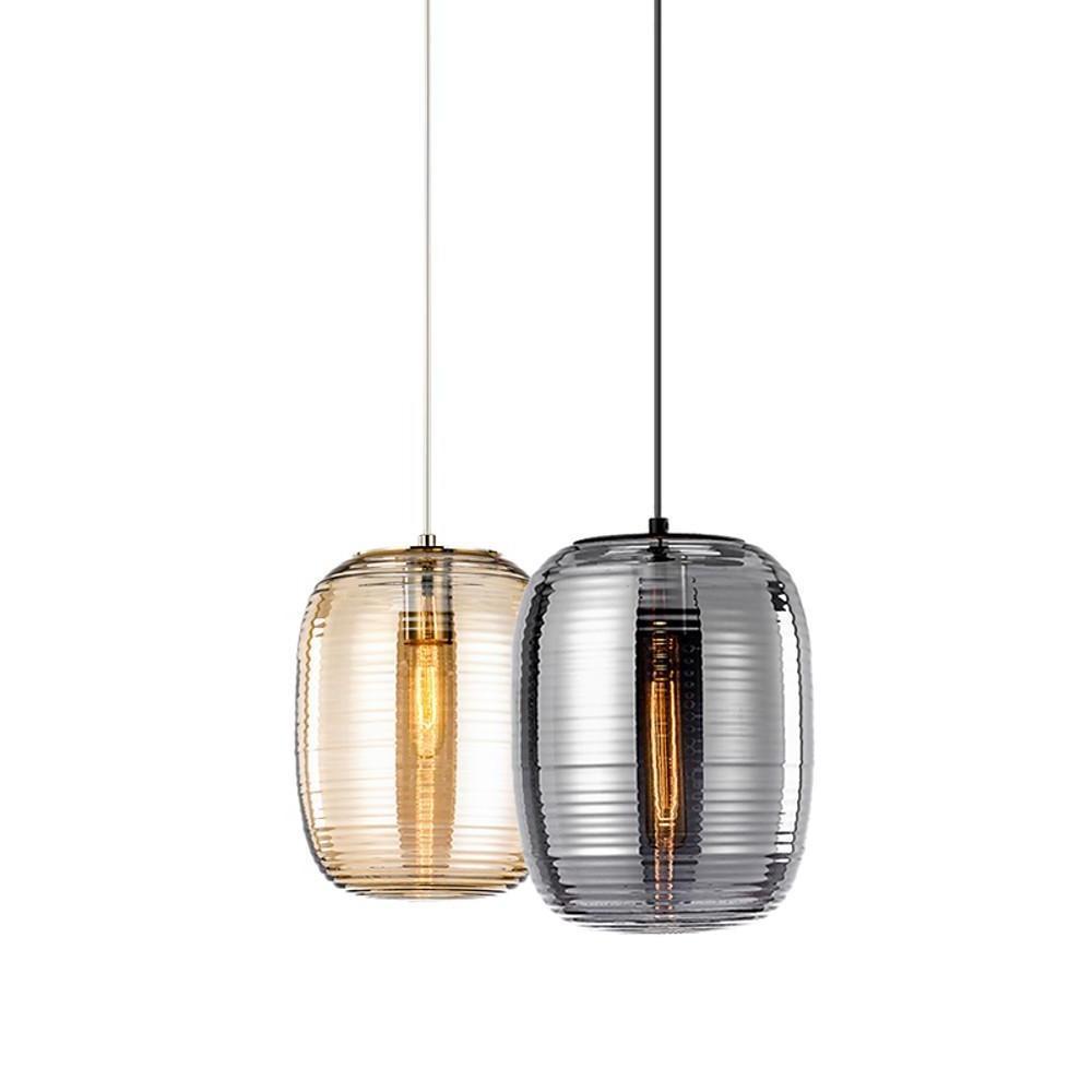 Lantern Glass Pendant Light Modern Electroplated Island Lighting