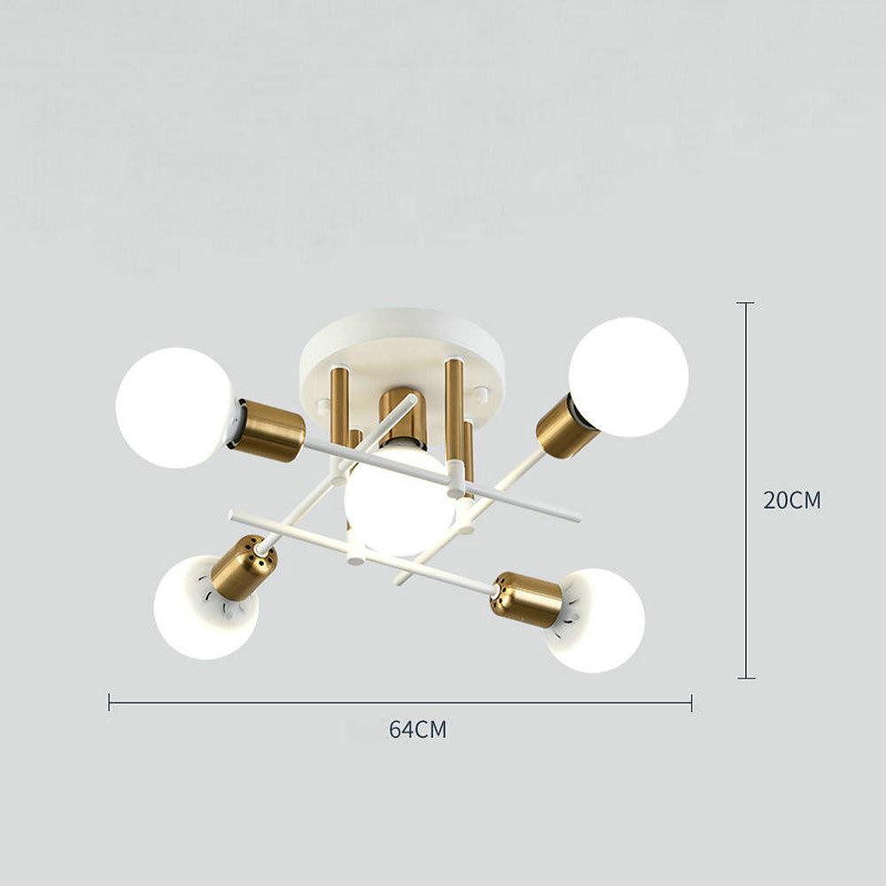 Geometric Metal Semi-Flush Ceiling Light with Glass Shade