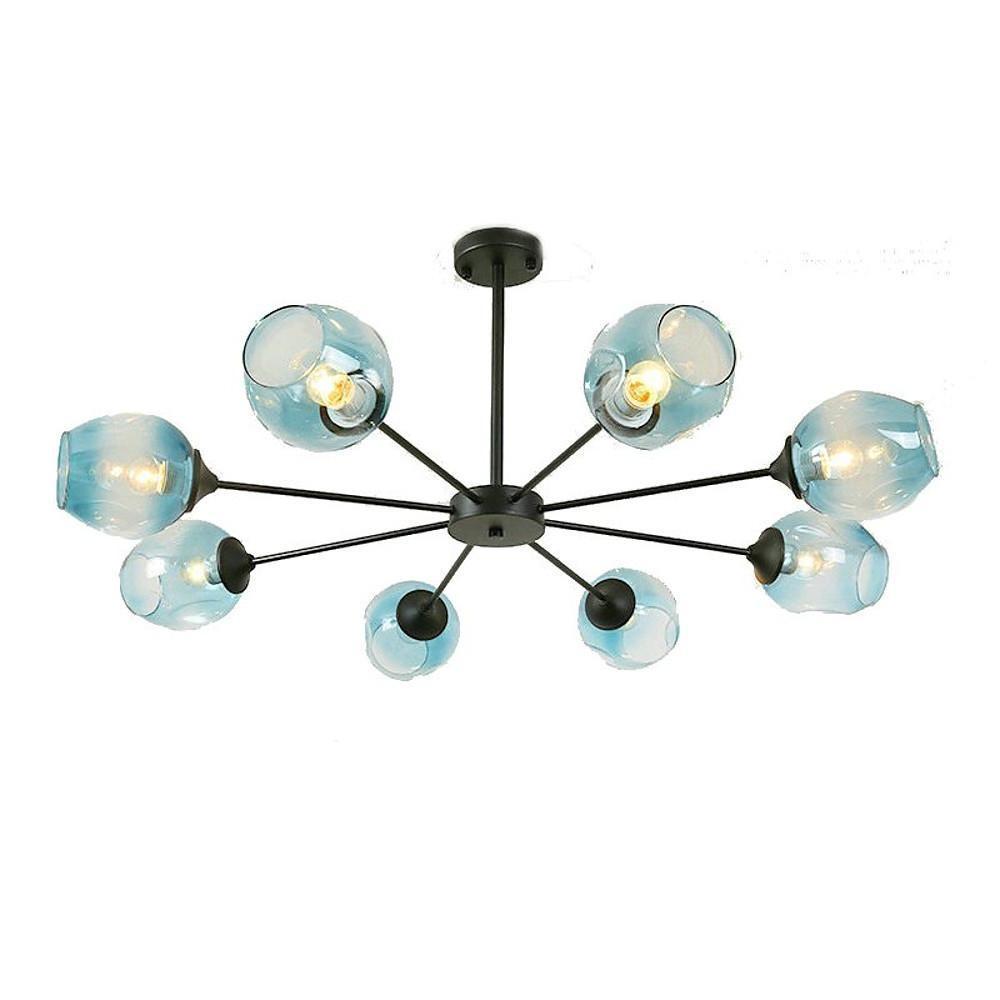 Blue Glass Sputnik Chandelier with 8 Lights - Modern Artistic Design