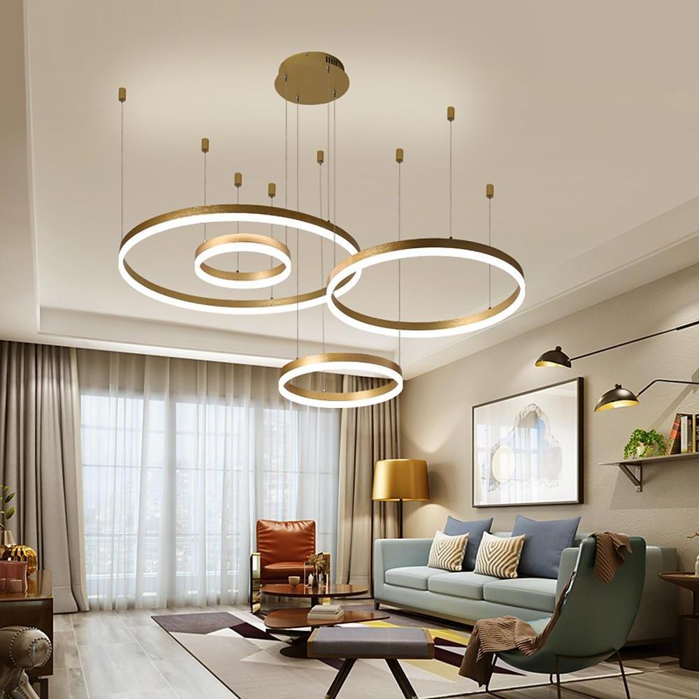 Modern Circle Aluminum Chandelier with Adjustable LED Light
