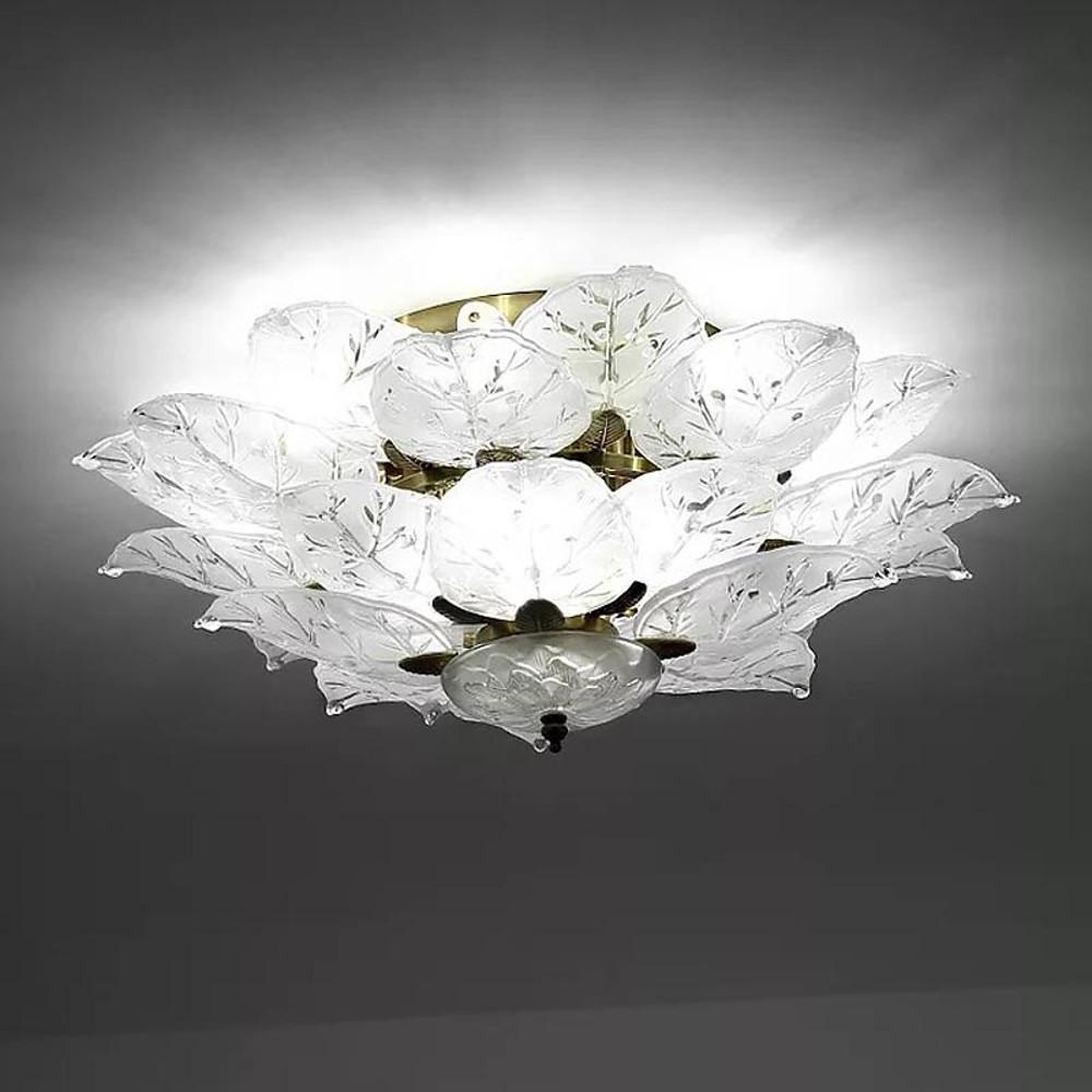Leaf Flush Mount Ceiling Light • Metal & Glass LED Fixture