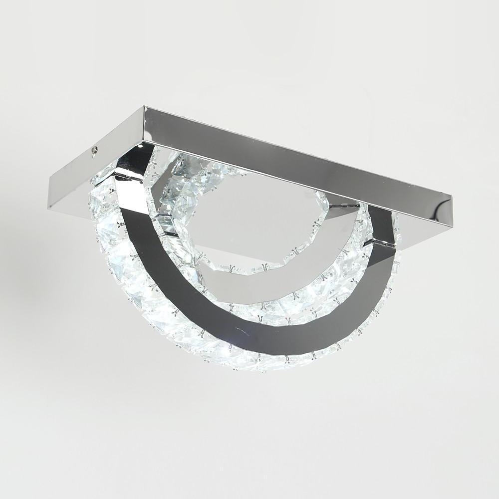 Crystal Semicircular Flush Mount Ceiling Light Modern LED 14"