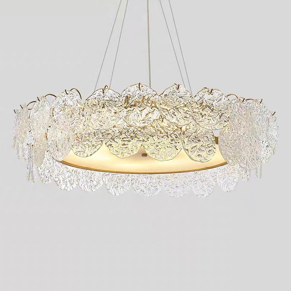 Modern Glass Shell Chandelier with LED Lighting for Dining Room