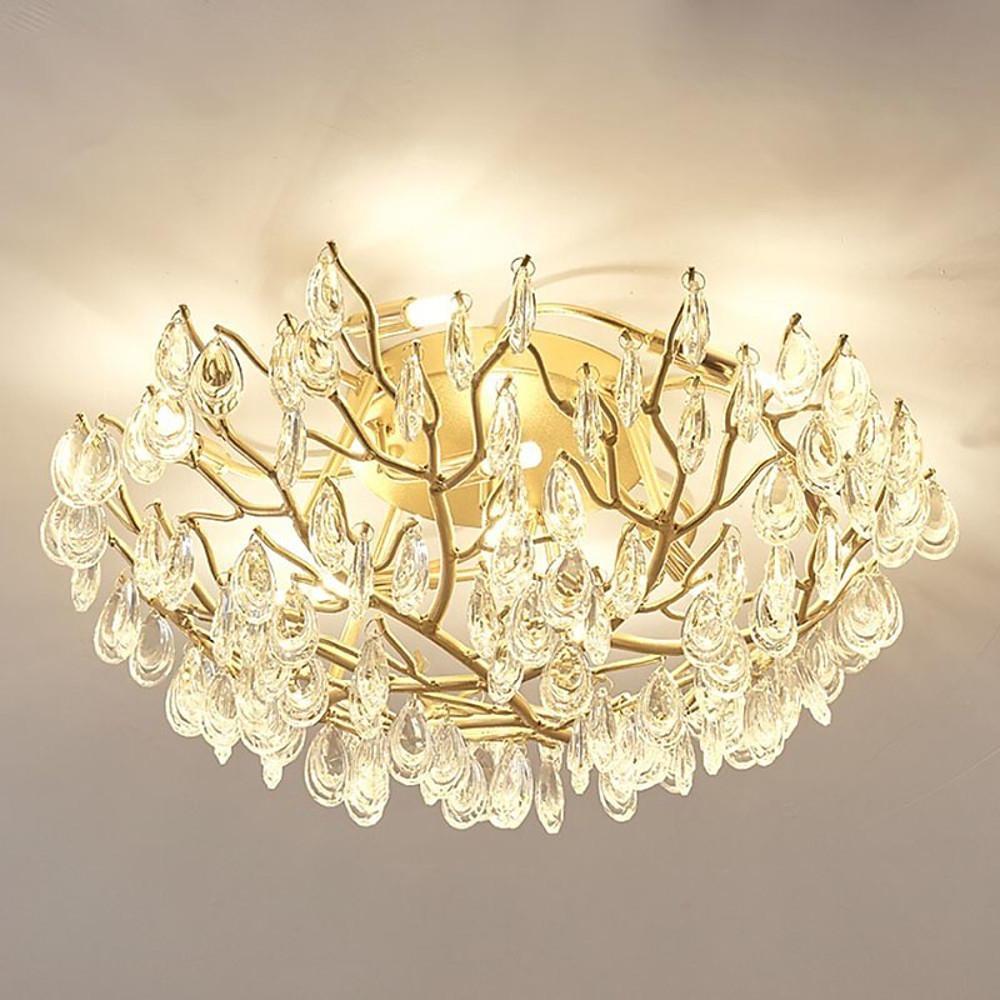 Modern Sputnik Crystal Chandelier LED Flush Mount Ceiling Light
