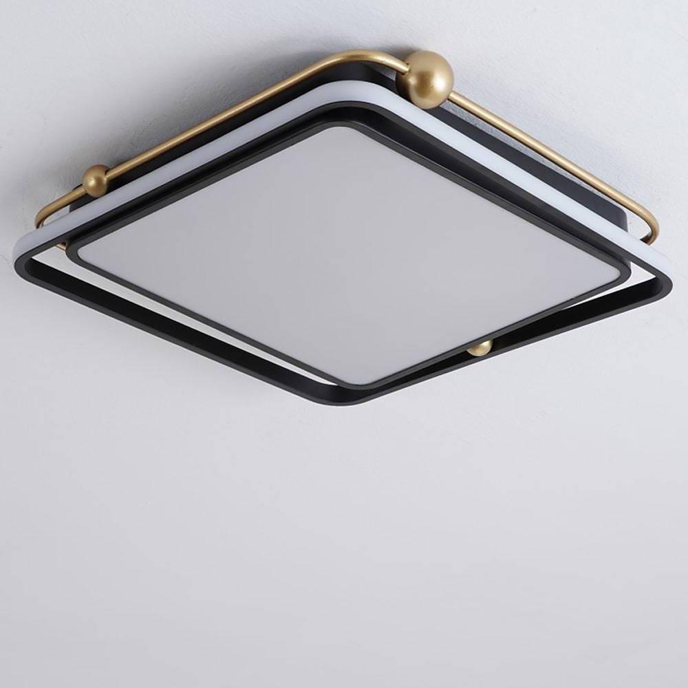 Geometric LED Flush Mount Ceiling Light - Dimmable Acrylic Shade