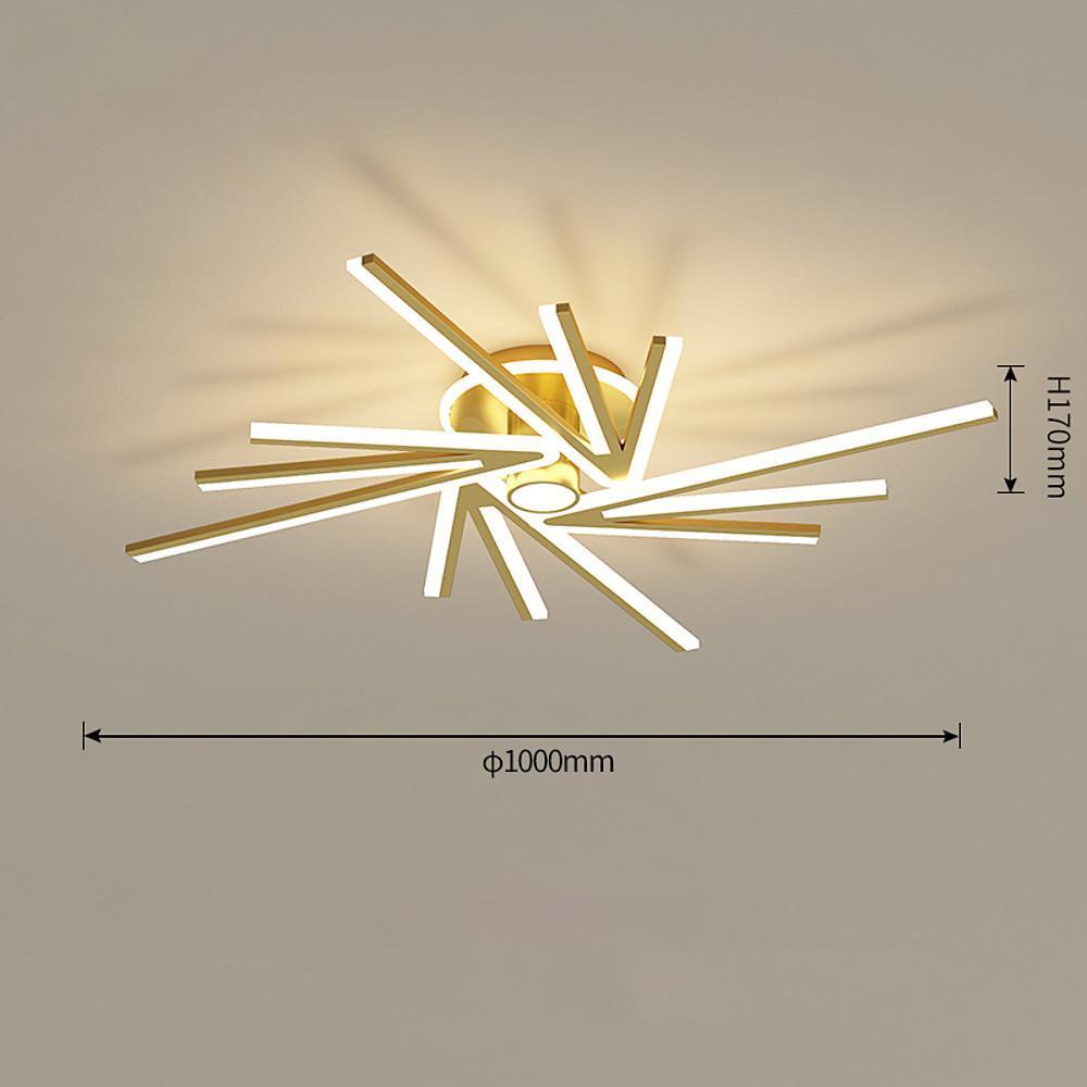 Abstract Flower Tube LED Flush Mount Ceiling Light - Gold Finish
