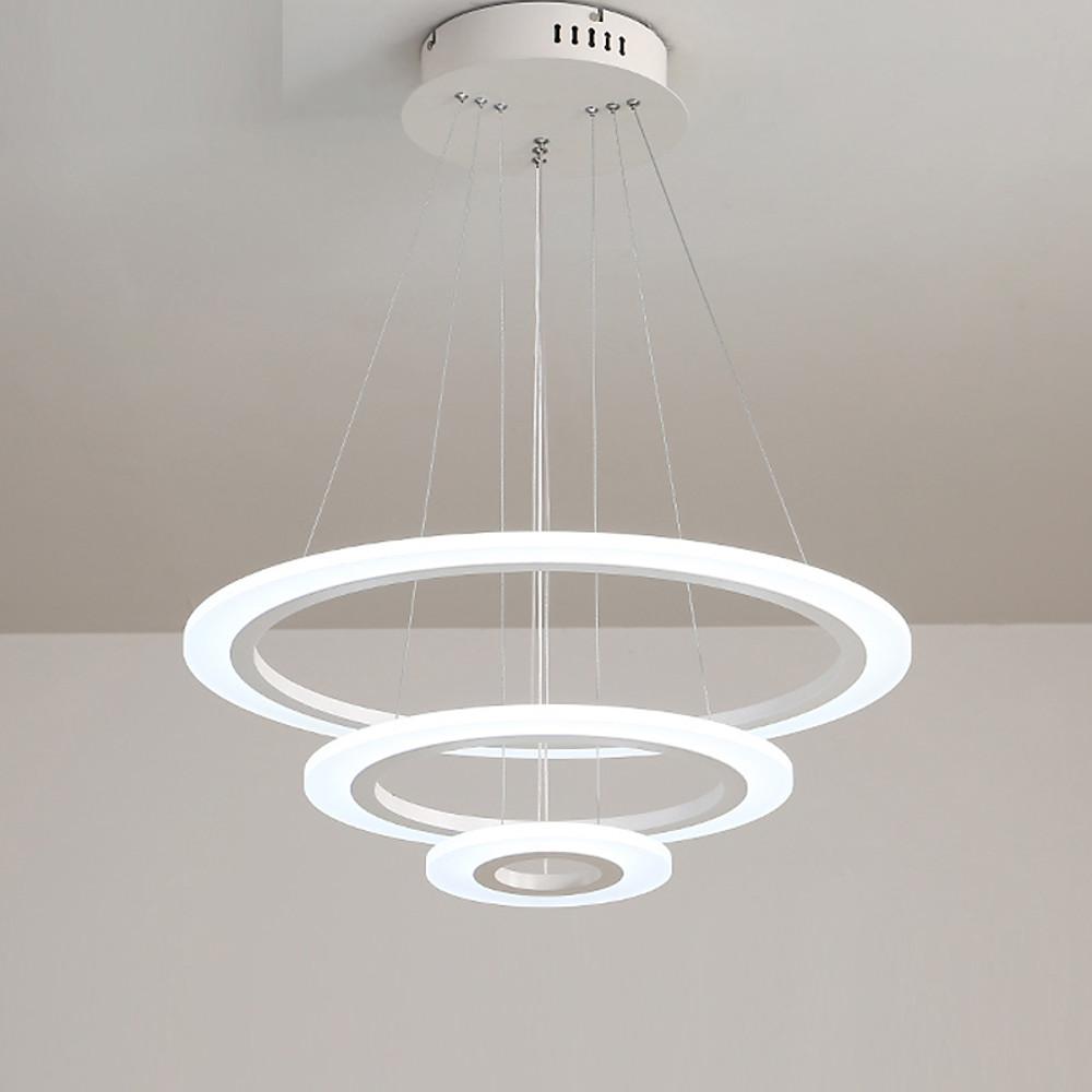 Modern 3-Ring LED Pendant Chandelier - Aluminum & Acrylic