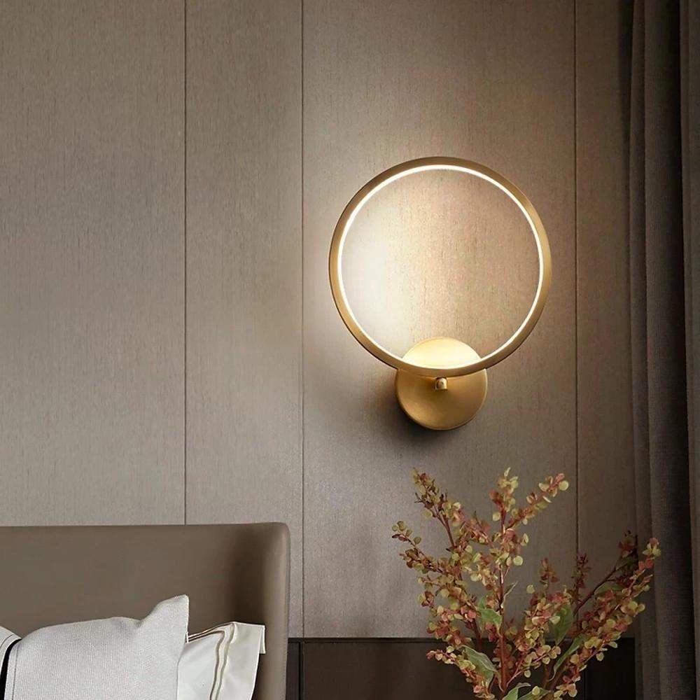 Three Light Circular Flush Mount Ceiling Light Gold Copper Modern LED