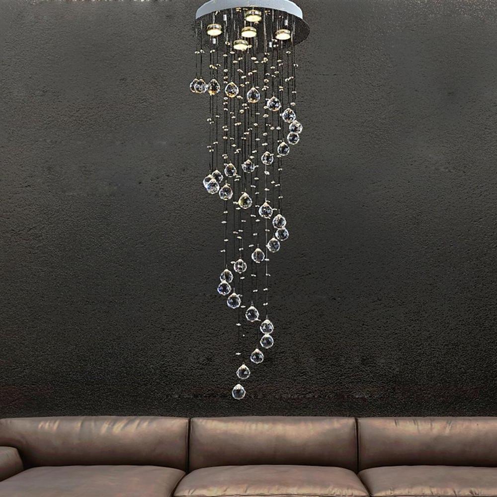 Spiral Crystal Raindrop Chandelier - Modern 5-Tier Staircase Light