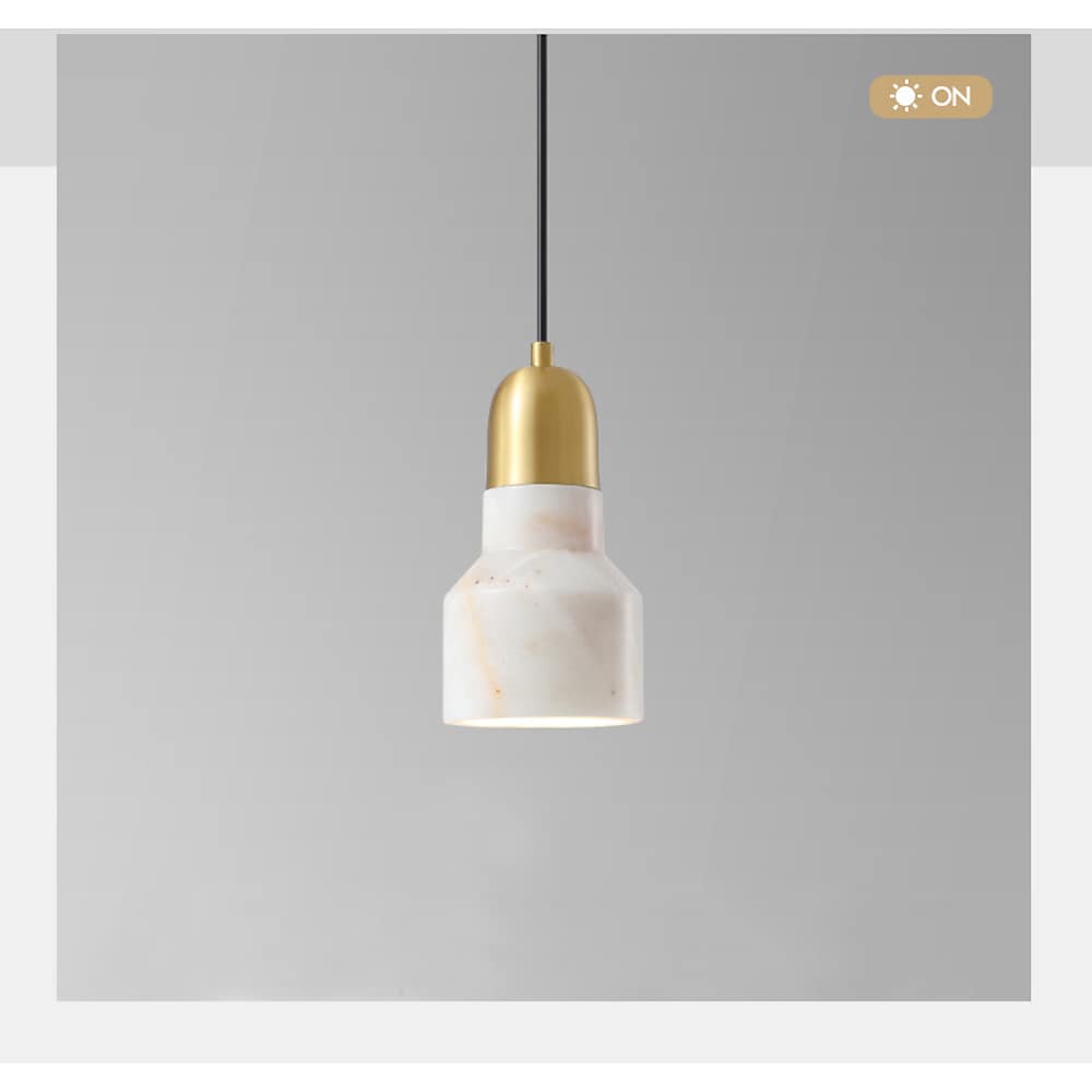 Modern Marble Drum Pendant Light Metal Ceiling Fixture