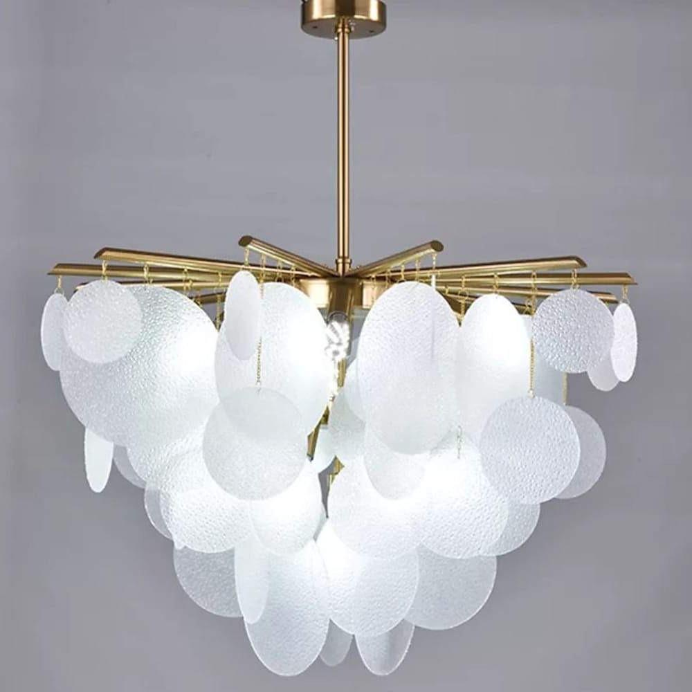 Modern LED Chandelier with Layered Acrylic Panels – 6 Lights