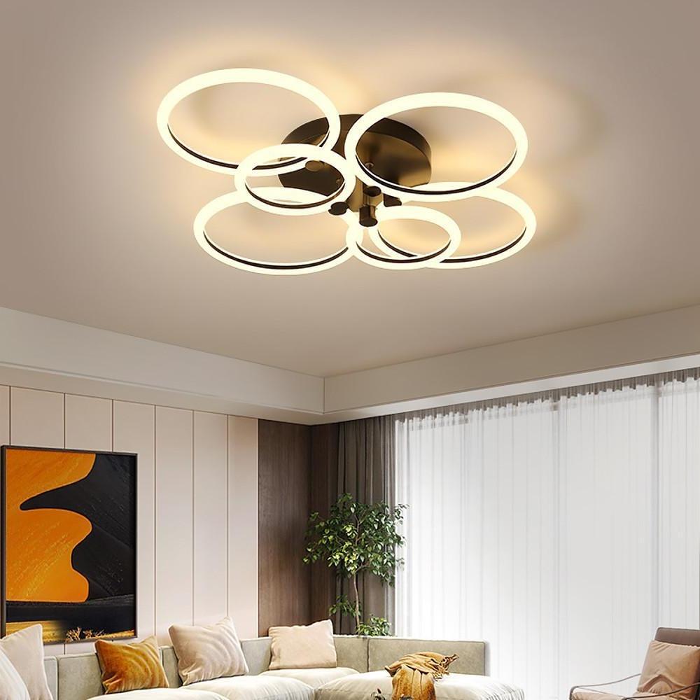 Modern Circular Ring LED Flush Mount Ceiling Light with Remote