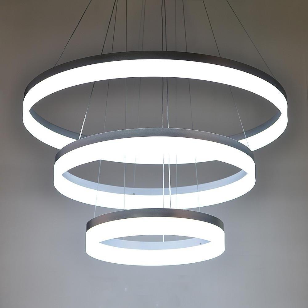 Adjustable 3-Ring Dimmable LED Chandelier Modern Pendant Light