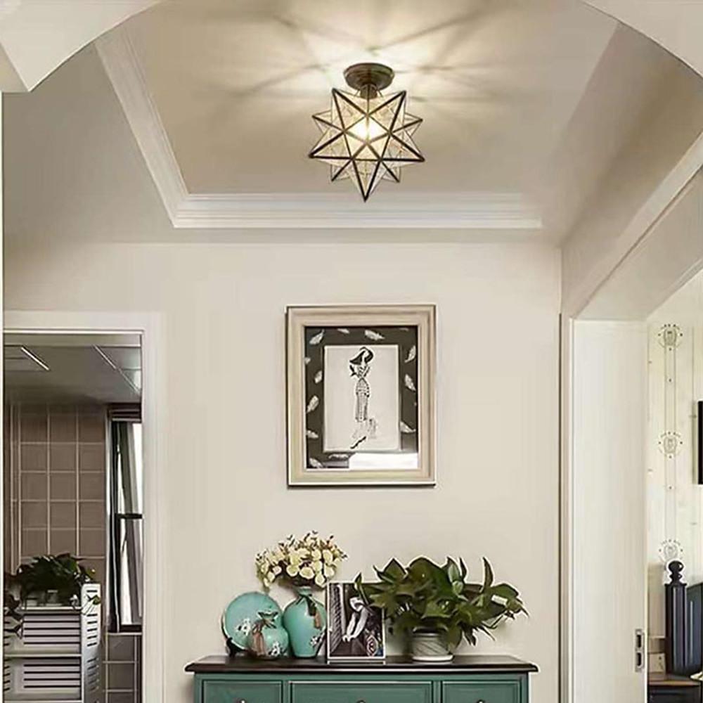 Multi-Pointed Star Semi-Flush Mount Ceiling Light - Metal & Glass