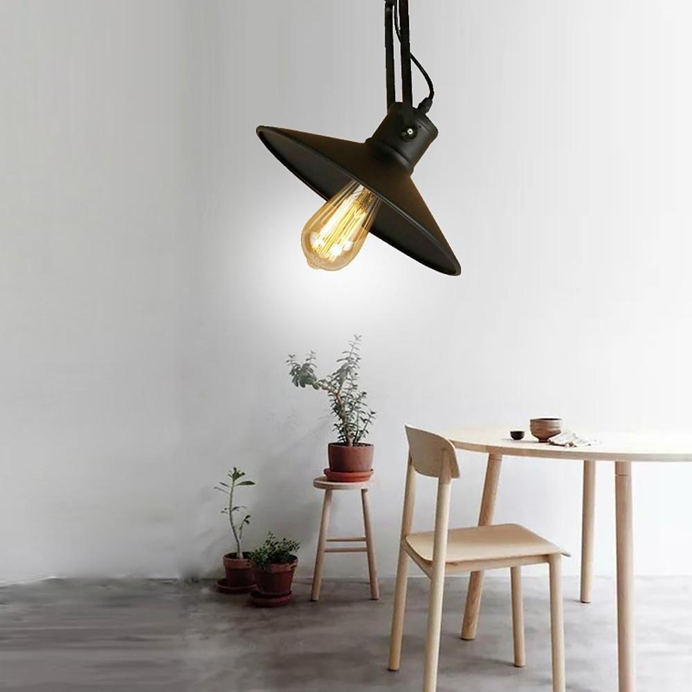 Industrial Metal Pendant Light with Vintage Edison LED Bulb