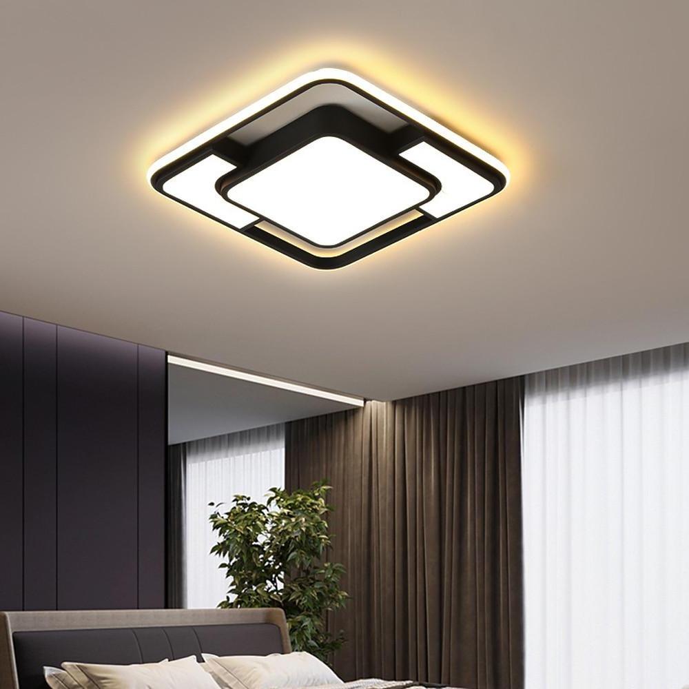 Modern Geometric LED Flush Mount Ceiling Light - Metal & Acrylic
