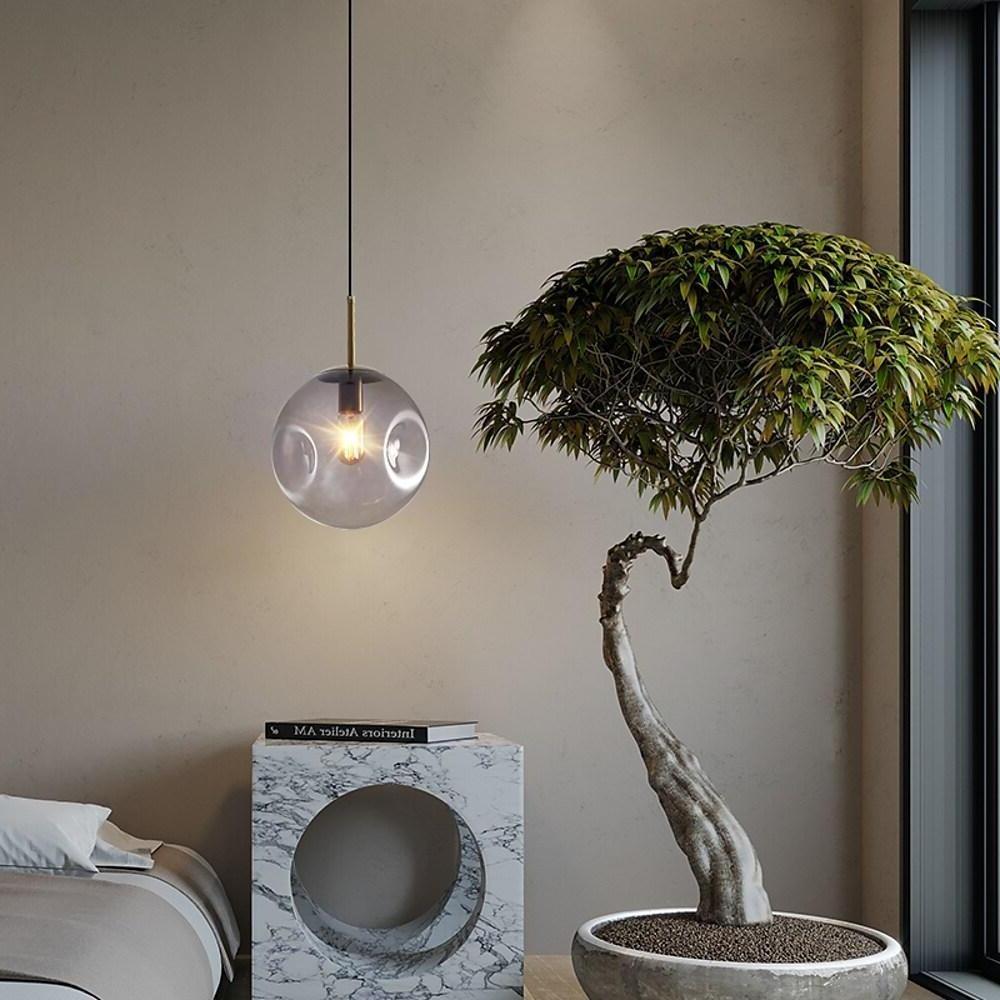 Globe Pendant Light Metal Glass LED Downlight Adjustable