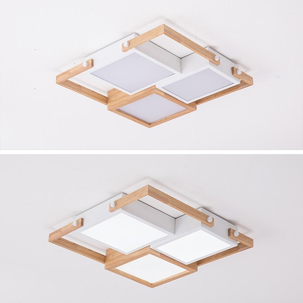 Scandinavian Wood Frame LED Flush Mount Ceiling Light