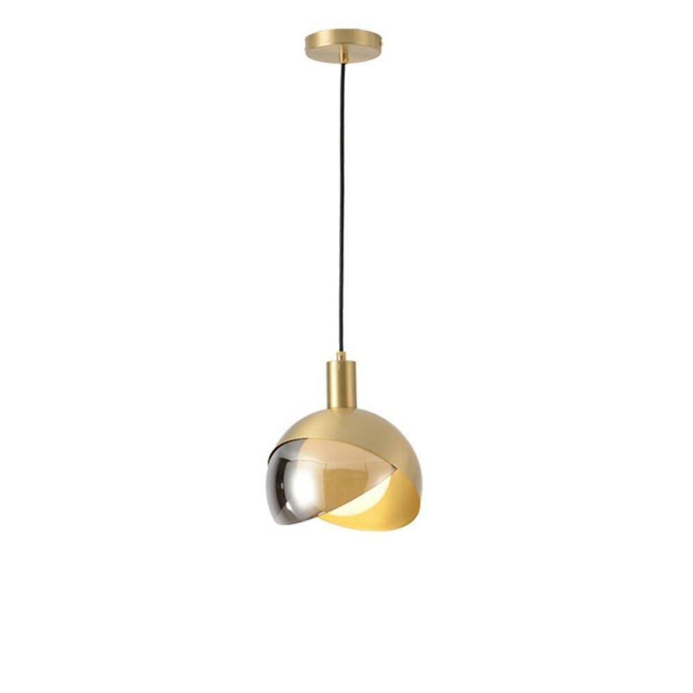 Industrial Semi-Globe Metal Glass Pendant Light