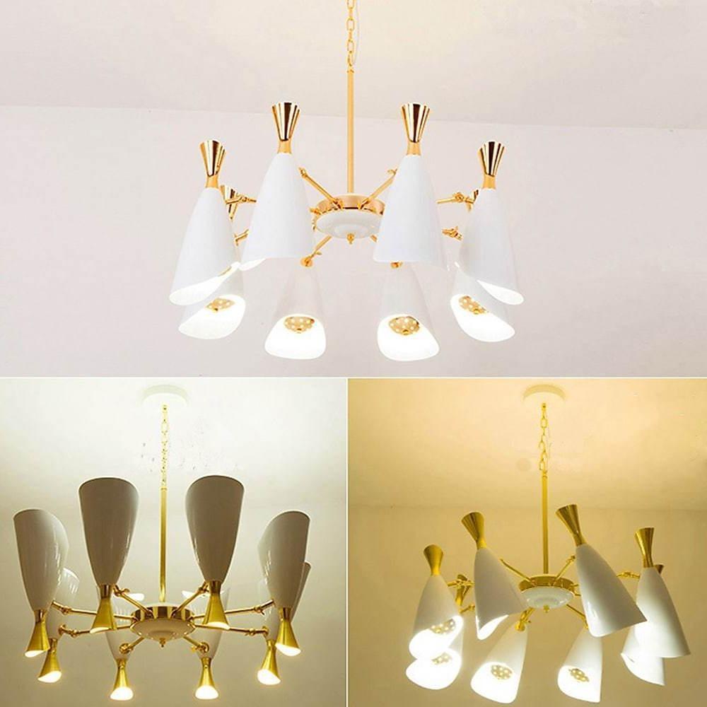 8-Light Nordic Chandelier – Electroplated Metal Candle Style