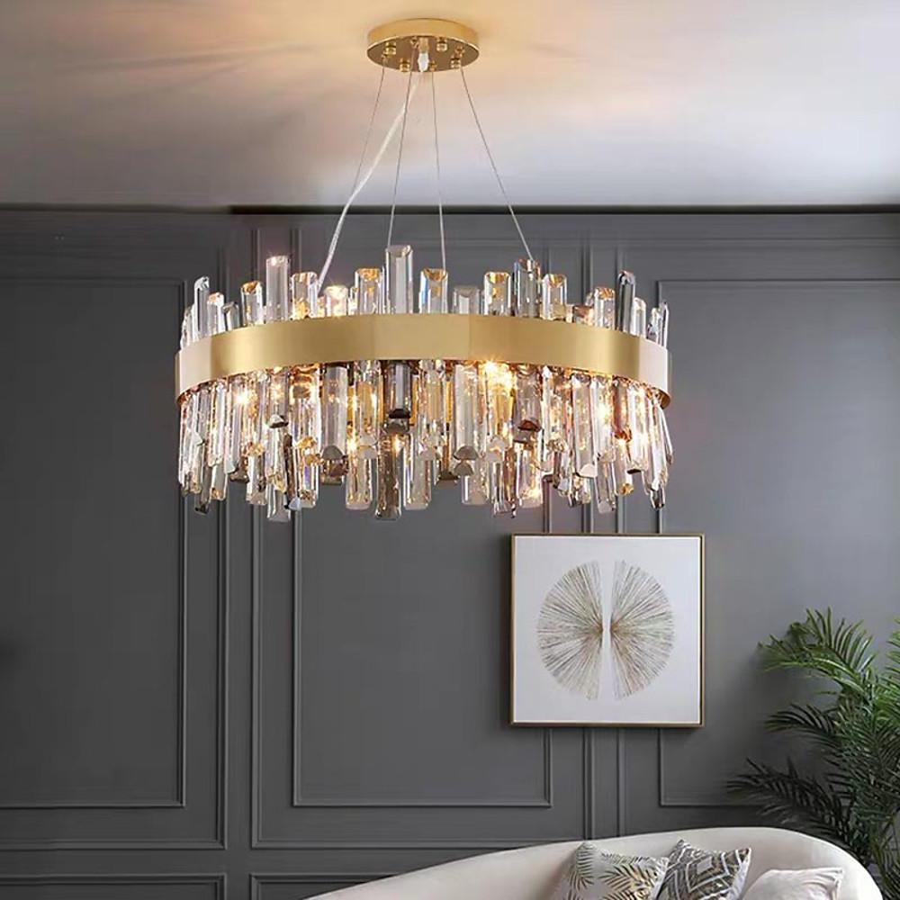 Modern Crystal Chandelier with Brass Finish - 8 to 16 Light