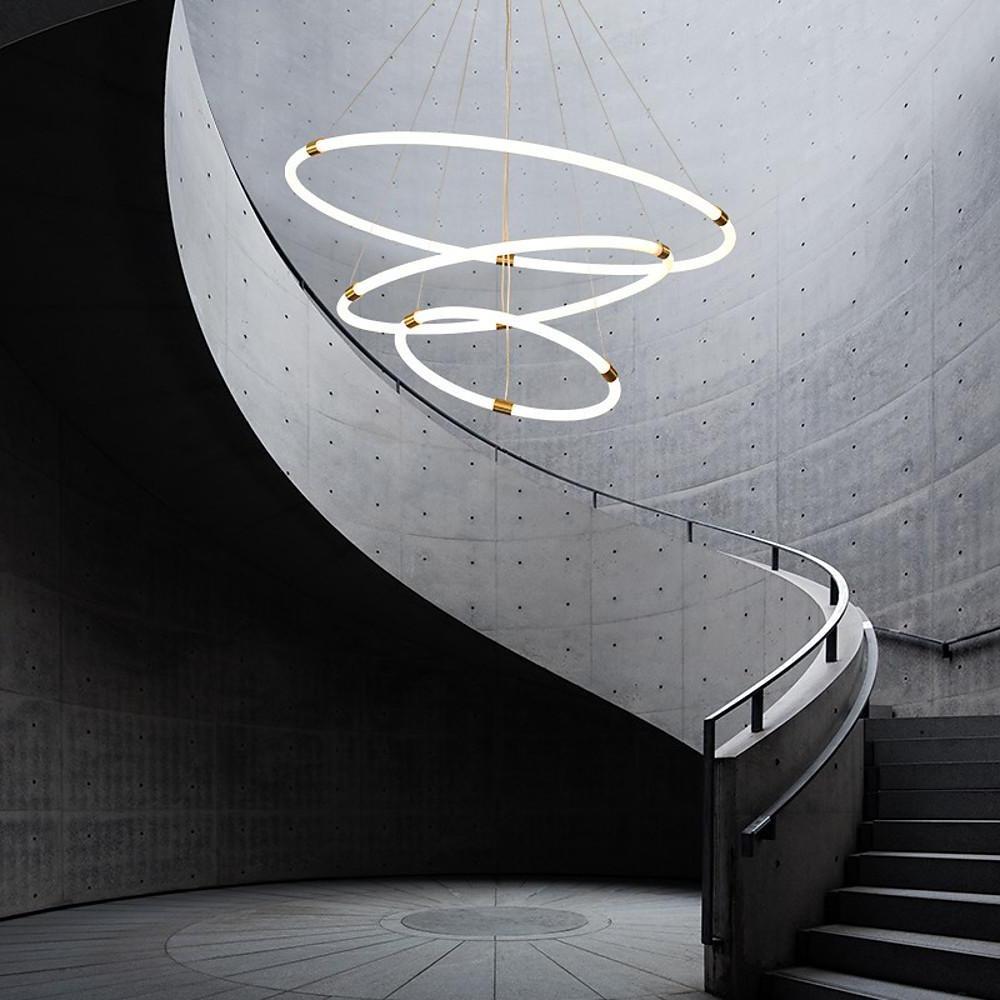 Modern Circular LED Chandelier - 2/3-Light Gold Metal & Acrylic