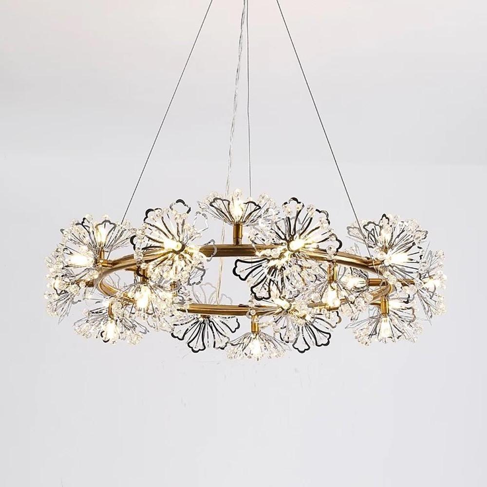 Crystal Flower Chandelier Modern Electroplated Metal Ceiling Light