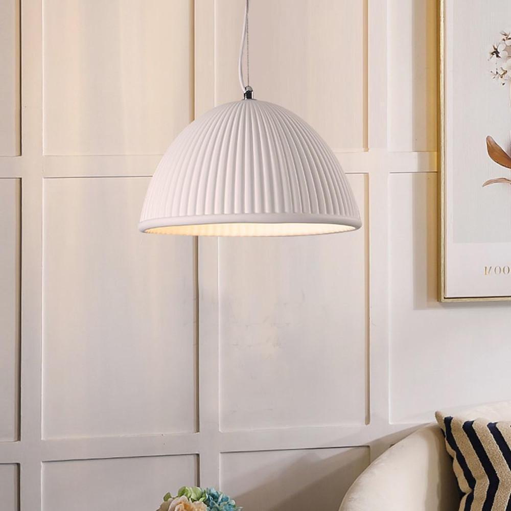Industrial Pendant Light with Cement Shade & Metal Accent