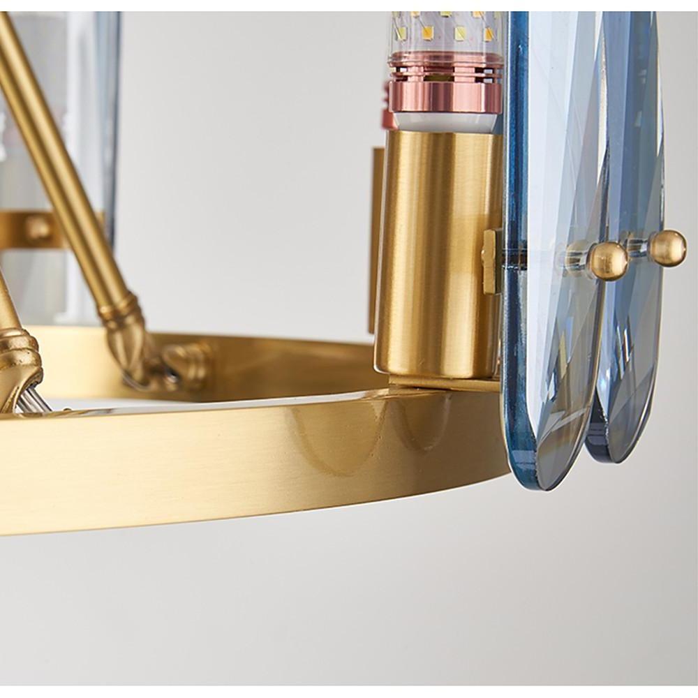 Nordic Glass Copper Chandelier - 8-Light Circular Pendant Lighting