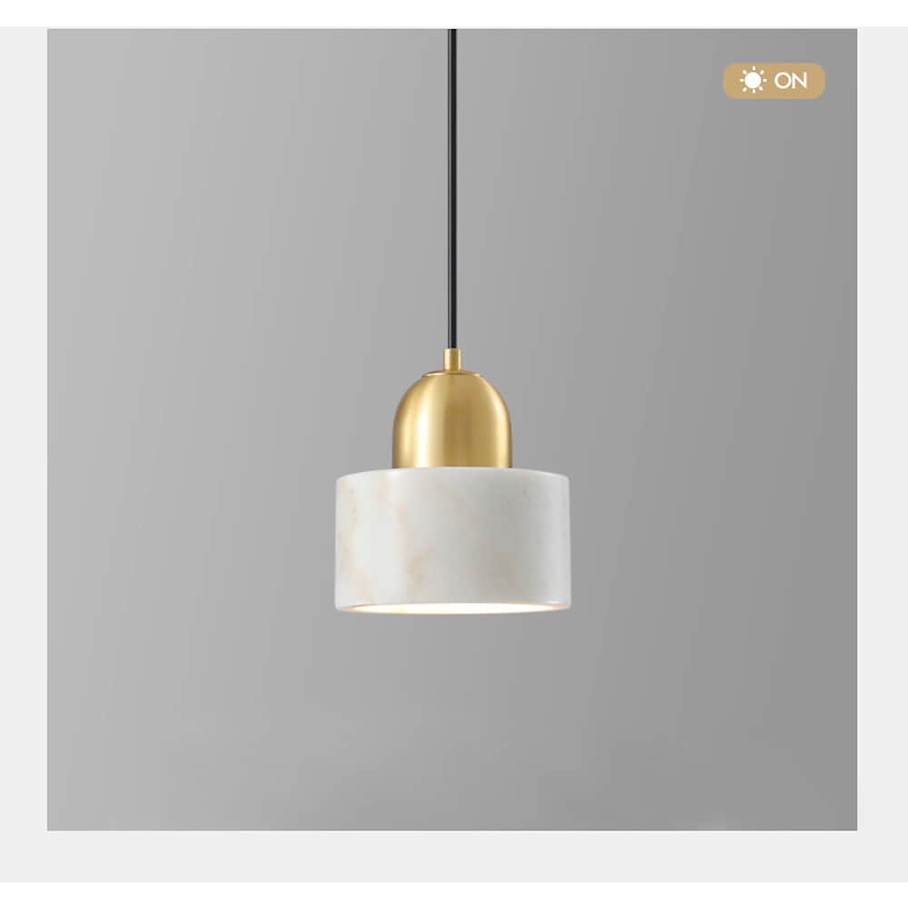 Modern Marble Drum Pendant Light Metal Ceiling Fixture