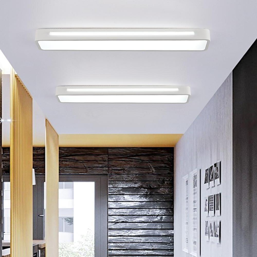 Modern Rectangular LED Flush Mount Ceiling Light - Metal & Acrylic