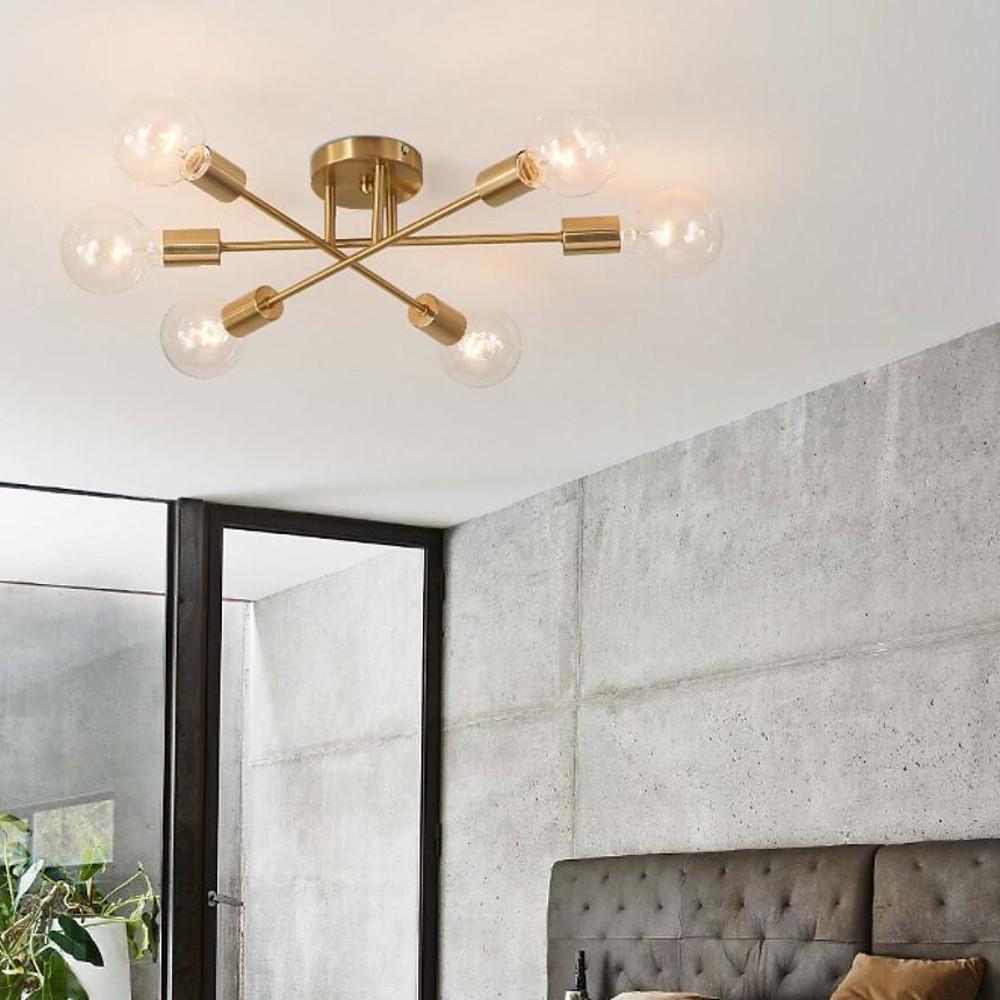Geometric Sputnik Semi Flush Mount Ceiling Light with 6 LED Bulbs