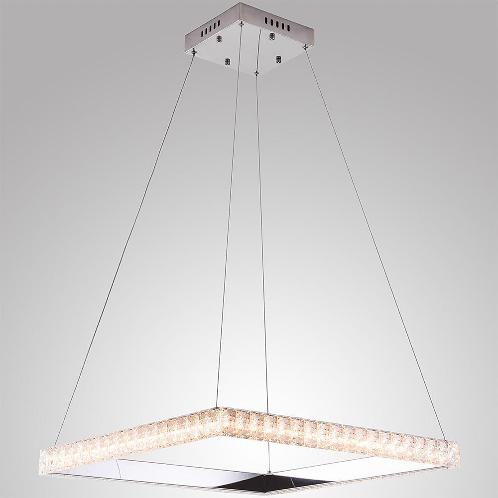 Square Crystal Metal LED Chandelier Modern Pendant Light