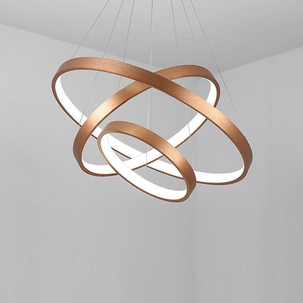 Bronze 3-Tier Ring Chandelier Dimmable LED 59" Adjustable