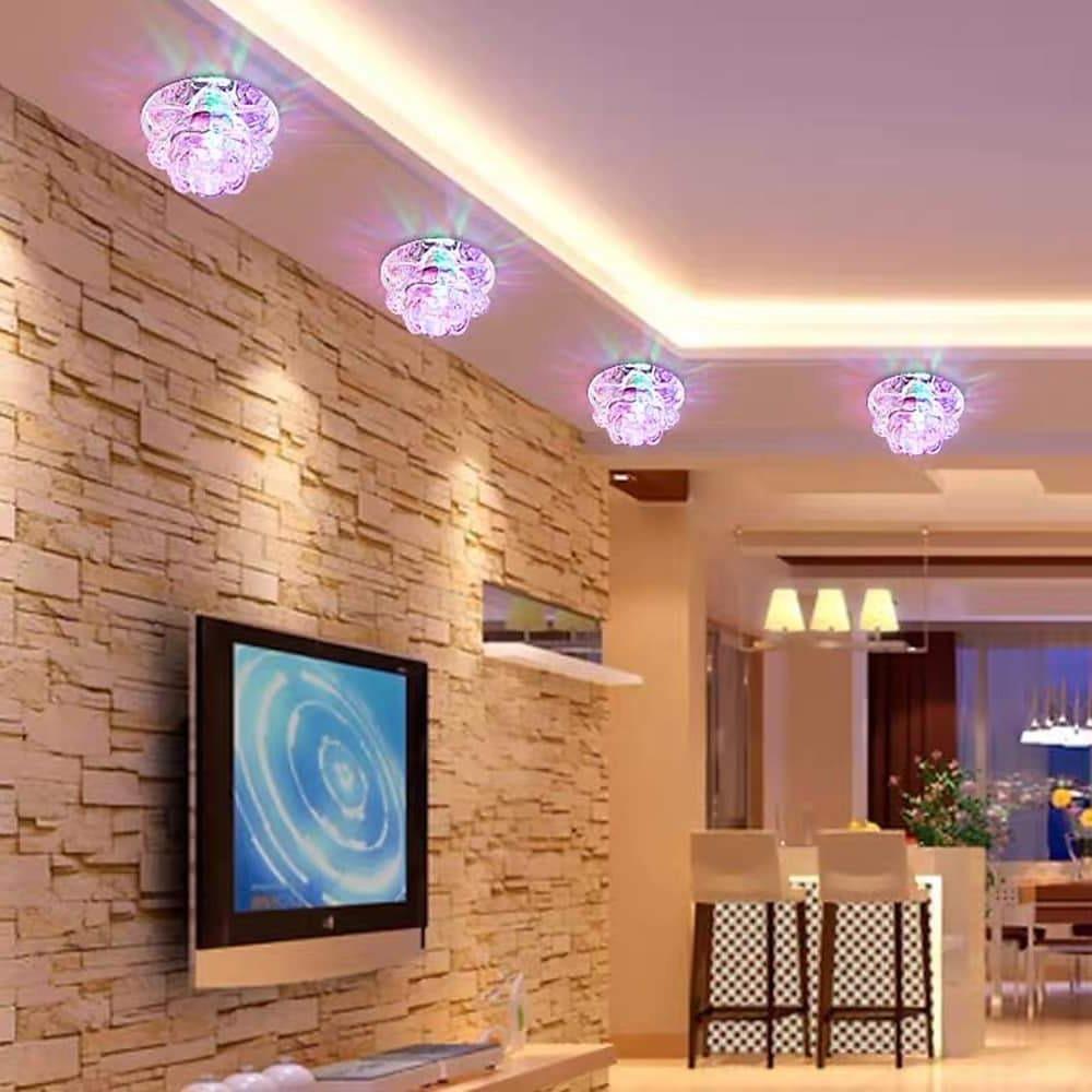 Modern Glass Flower LED Flush Mount Ceiling Light - Multi Color