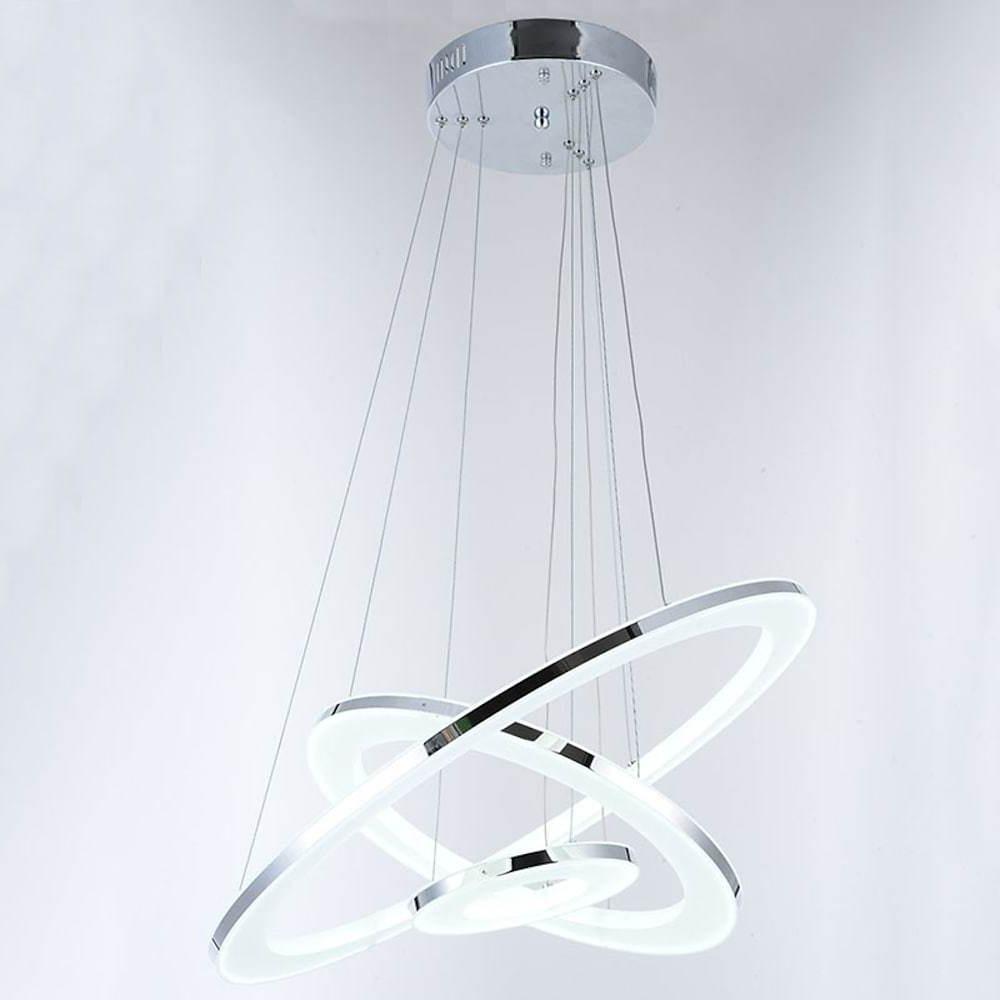 Adjustable 3-Ring LED Chandelier Modern 24" Hanging Ceiling Light