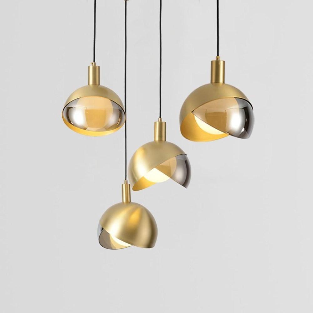 Industrial Semi-Globe Metal Glass Pendant Light