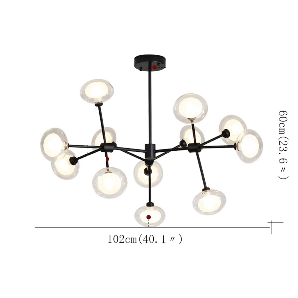Sputnik Globe Chandelier with 12 LED Bulbs - Metal & Glass