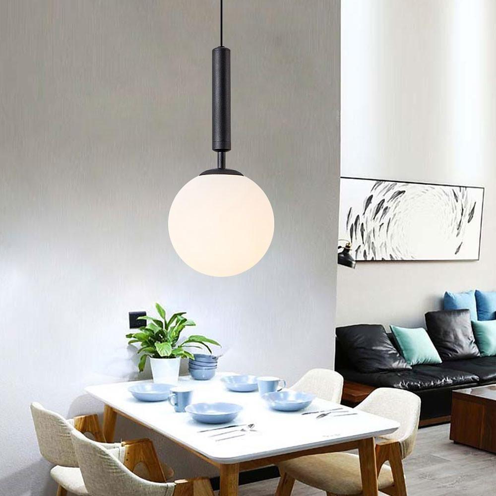 Globe Glass Pendant Light with Electroplated Metal Finish