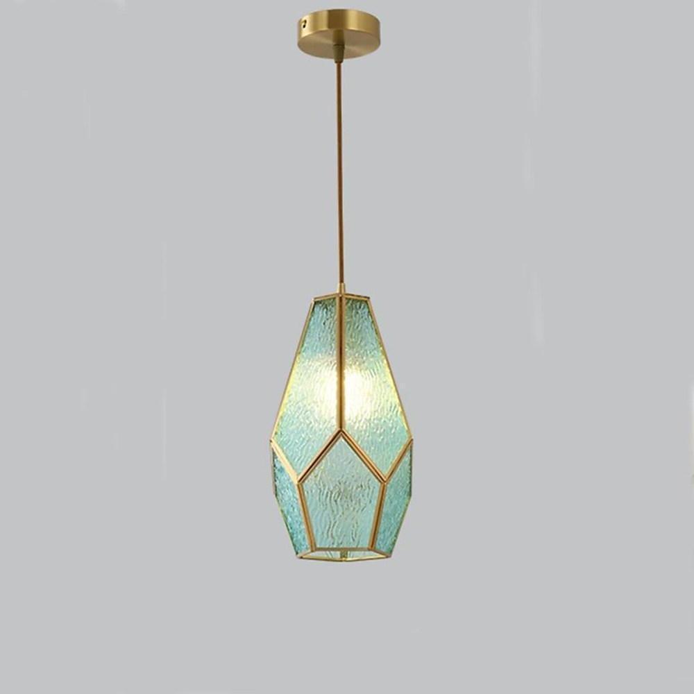 Elongated Cylindrical Glass Pendant Light with Brass Finish