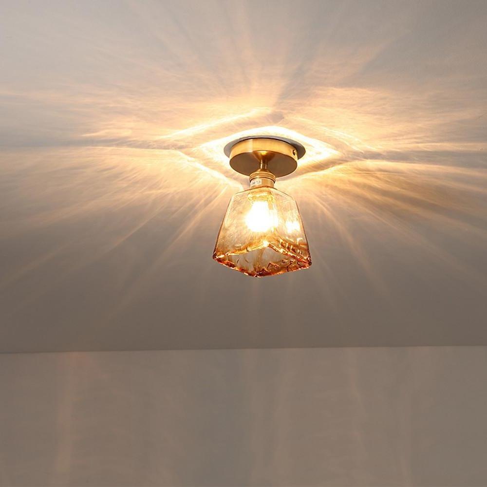 Glass Lantern Nordic Semi-Flush Mount Ceiling Light