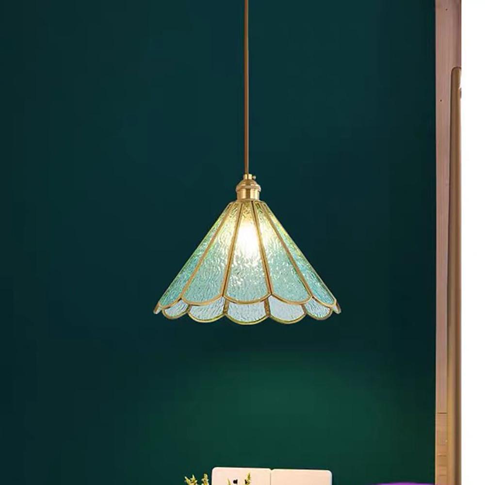 Modern Flower Glass Pendant Light – Brass Finish, LED, 11" Diameter